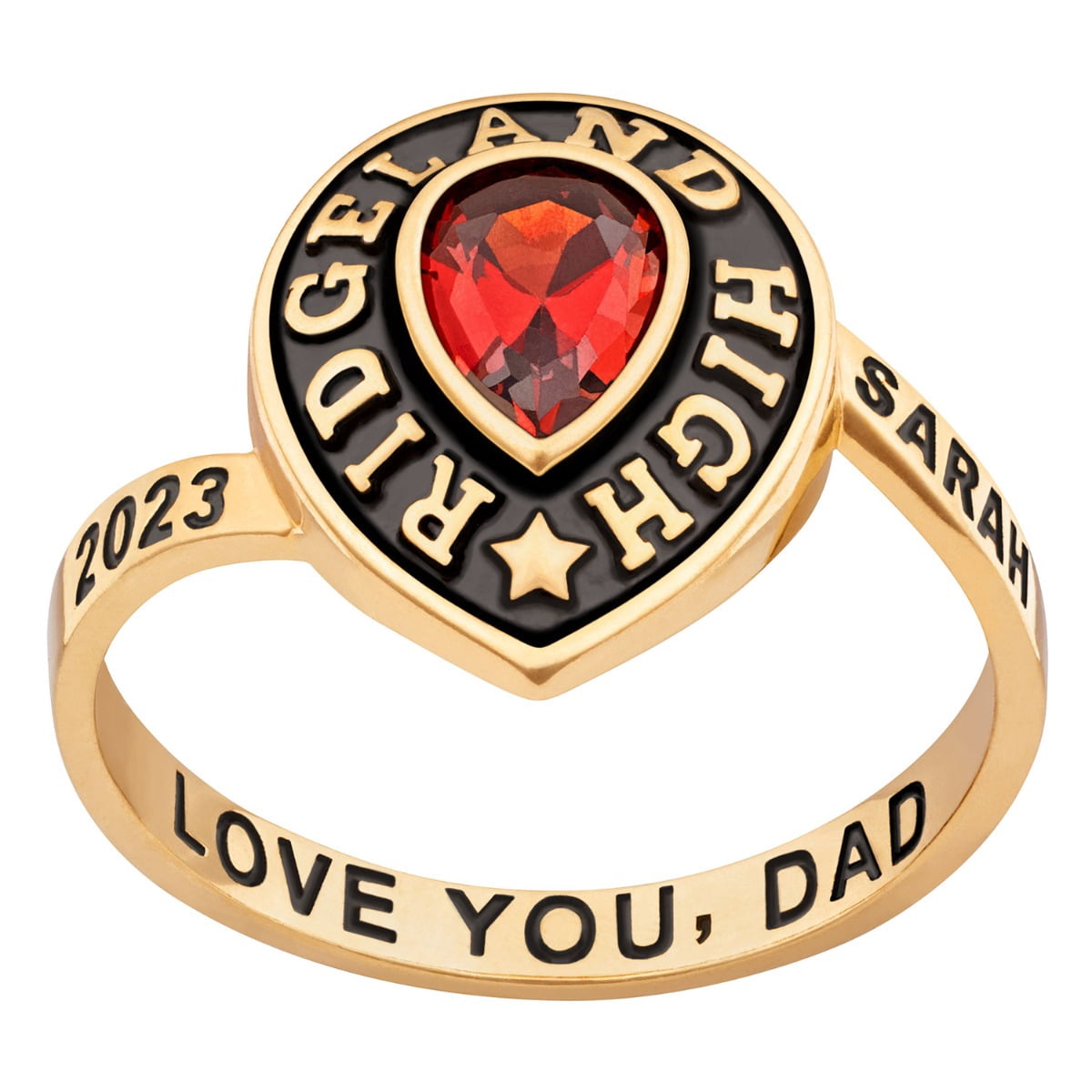 Order Now for 2025 Graduation, Freestyle Women's Pear Birthstone Class Ring, Personalized, High School or College Graduation