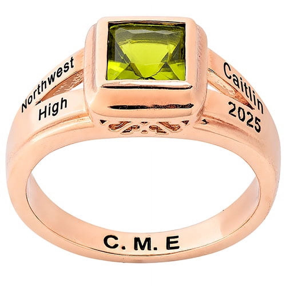 Order Now for 2025 Graduation, Freestyle Women's Princess Cut Birthstone Class Ring, Personalized, High School or College