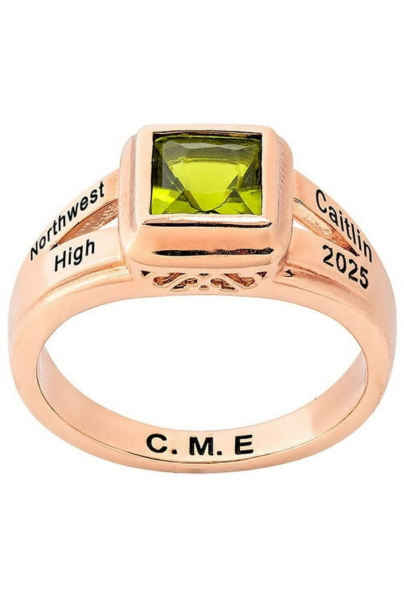 Order Now for 2025 Graduation, Freestyle Women's Princess Cut Birthstone Class Ring, Personalized, High School or College