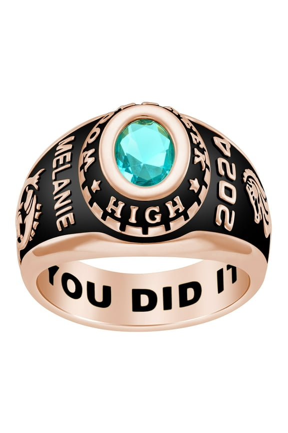 Order Now for 2025 Graduation, Freestyle Women's Rose Gold Celebrium Classic Oval Birthstone Class Ring, Personalized, High School or College