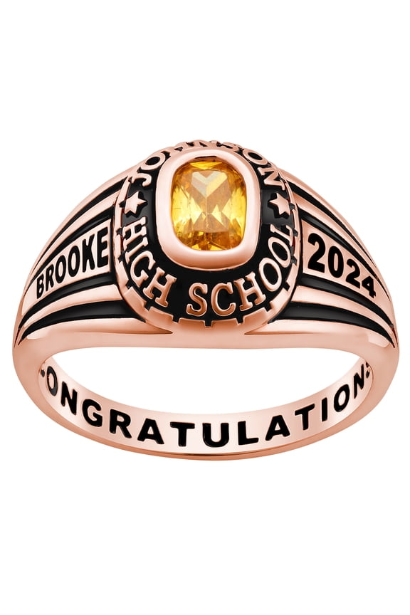 Order Now for 2025 Graduation, Freestyle Women's Rose Gold Over Celebrium Classic Class Ring, Personalized, High School or College Graduation