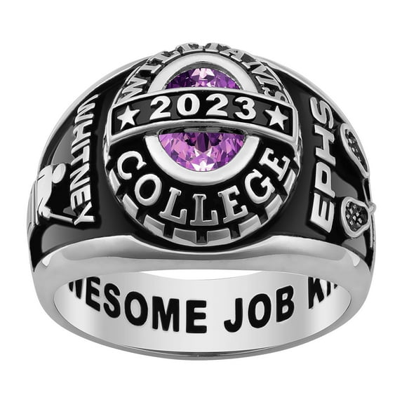 Order Now for 2025 Graduation, Freestyle Women's Silver Birthstone Class Ring, Personalized, High School or College Graduation