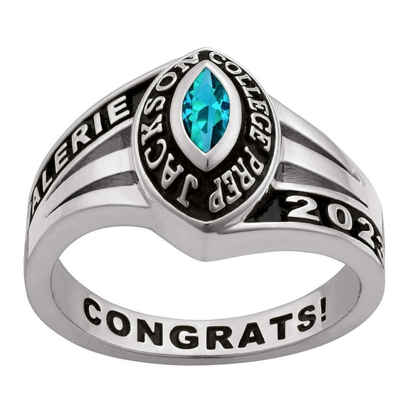 Order Now for 2025 Graduation, Freestyle Women's Silver Birthstone Classic Class Ring, Personalized, High School or College Graduation