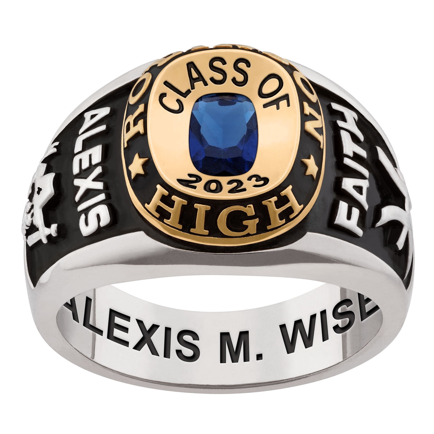 Order Now for 2025 Graduation, Freestyle Women's & Silver Double Row Class Ring Sterling Silver, Personalized, High School or College Graduation