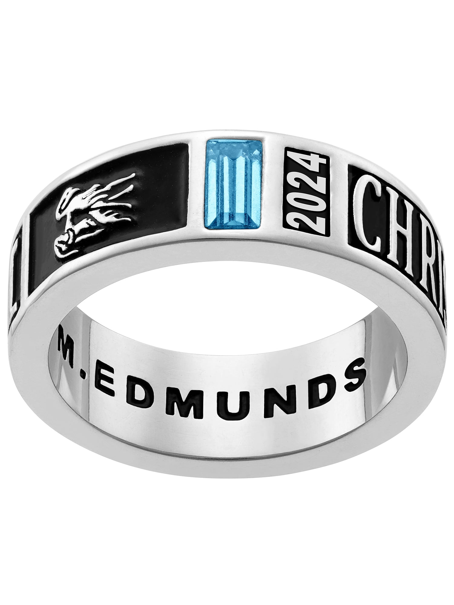 Order Now for 2025 Graduation, Freestyle Women's' Silver Plated Decorated Band Class Ring, Personalized, High School or College Graduation