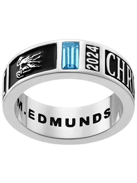 Order Now for 2025 Graduation, Freestyle Women's' Silver Plated Decorated Band Class Ring, Personalized, High School or College Graduation