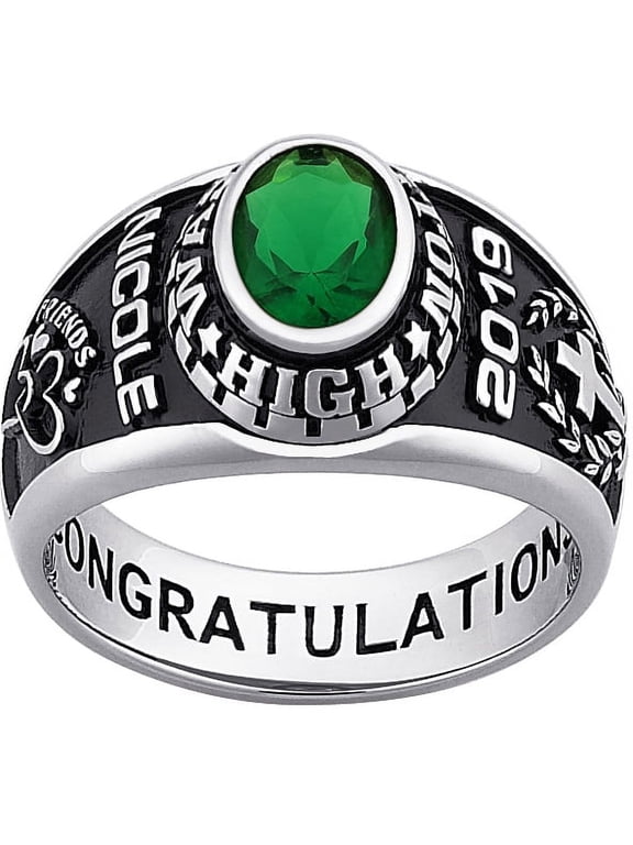 Order Now for 2025 Graduation, Freestyle Women's Sterling Silver Classic Oval Stone Class Ring, Personalized, High School or College Graduation