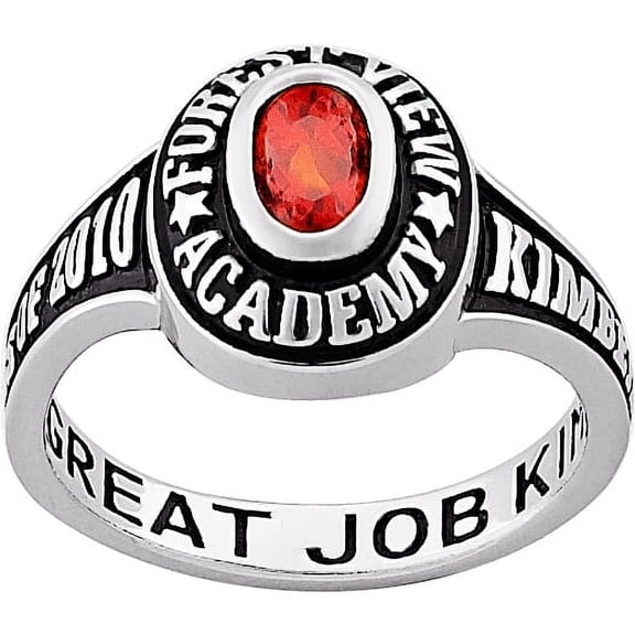 Graduation Class Images USA Personalized Women’s Sterling Silver 925 Class Ring for High School ...
