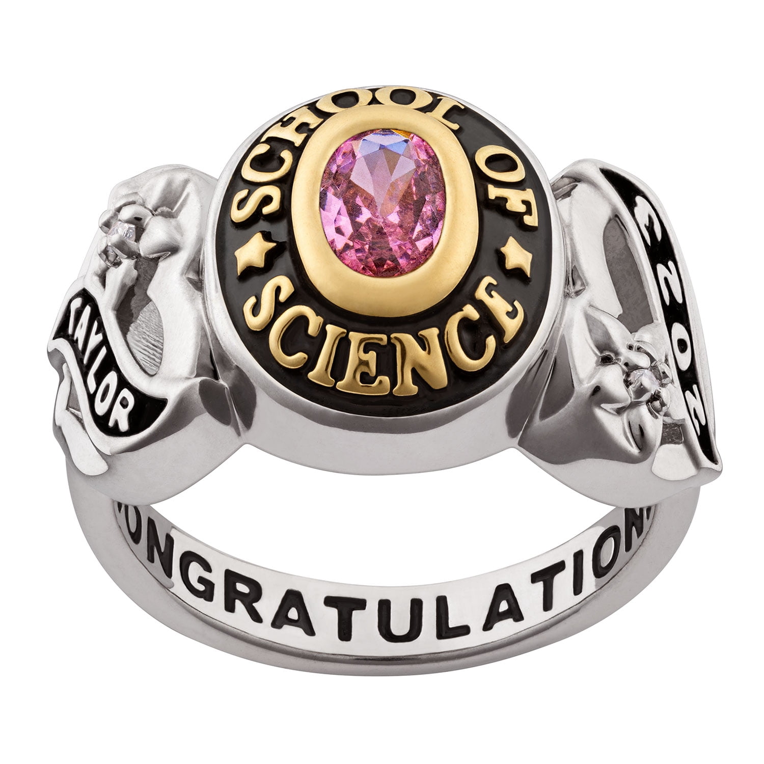 Order Now for 2025 Graduation, Freestyle Women's Sweetheart Birthstone Class Ring Sterling Silver, Personalized, High School or College Graduation