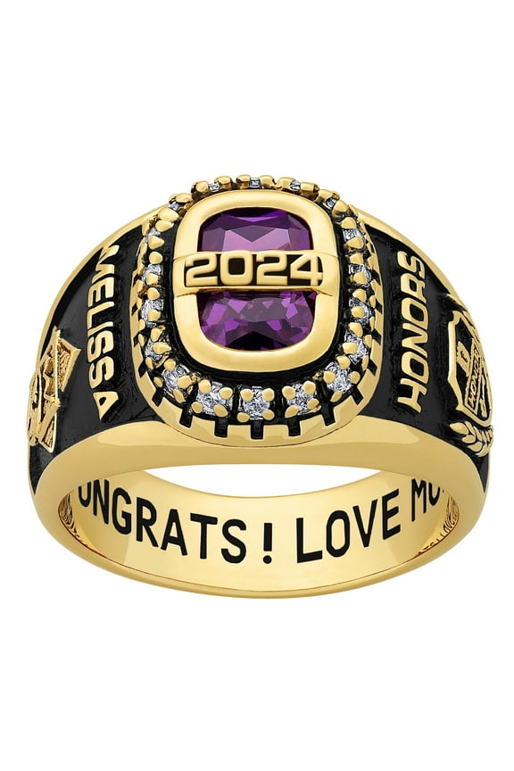 Order Now for 2025 Graduation, Freestyle Women's Yellow Celebrium CZ Encrusted Year Class Ring, Personalized, High School or College