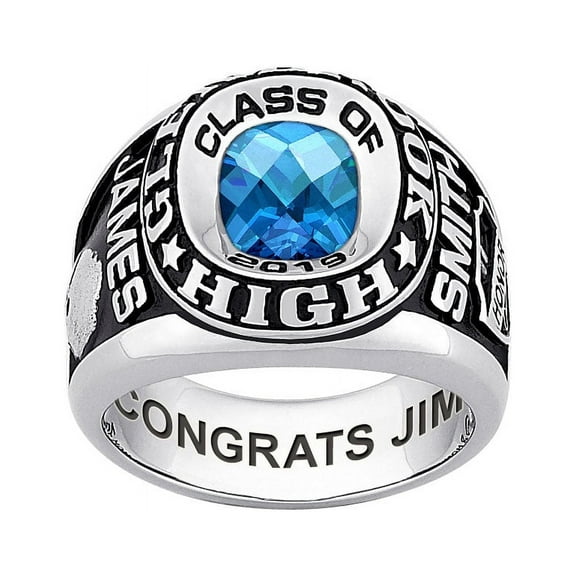 Order Now for Graduation, Freestyle Men's Celebrium Double Row Classic Checkerboard Birthstone Class Ring, Personalized, High School or College