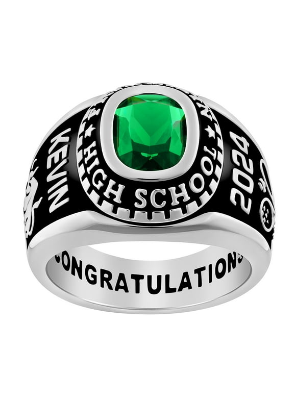 Order Now for Graduation, Freestyle Men's Sterling Silver Classic Stone Class Ring, Personalized, High School or College Graduation