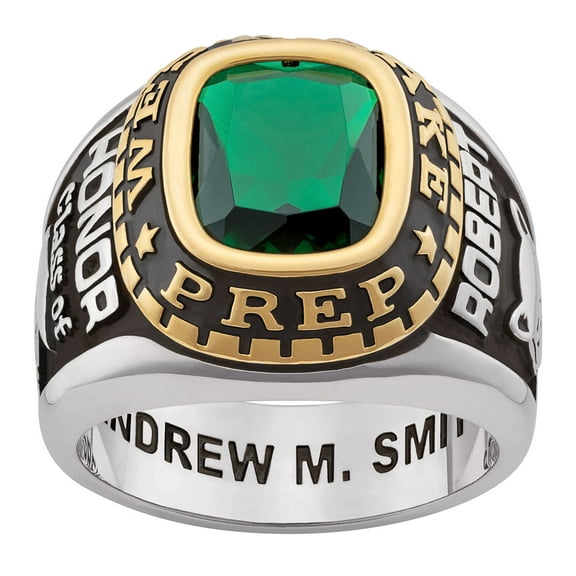 Order Now for Graduation, Freestyle Men's Two-Tone Classic Class Ring Sterling Silver, Personalized, High School or College