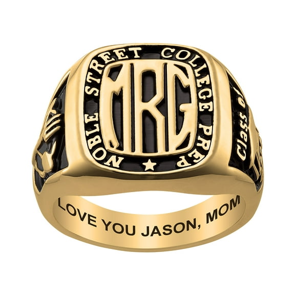 Order Now for Graduation, Freestyle Men's Yellow Celebrium Rectangle Signet Class Ring, Personalized, High School or College Graduation
