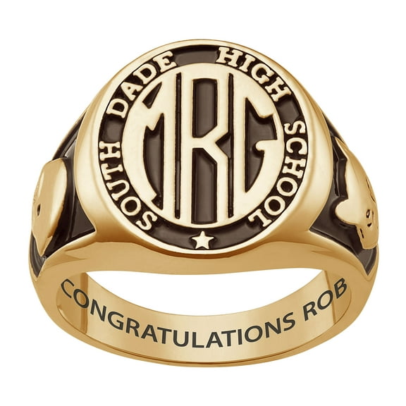 Order Now for Graduation, Freestyle Men's Yellow Celebrium Signet Oval Class Ring, Personalized, High School or College Graduation