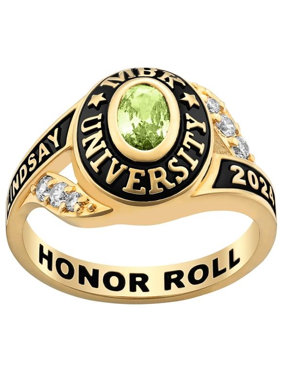 Order Now for Graduation, Freestyle Women's Gold Celebrium Birthstone Classic Class Ring, Personalized, High School or College Graduation