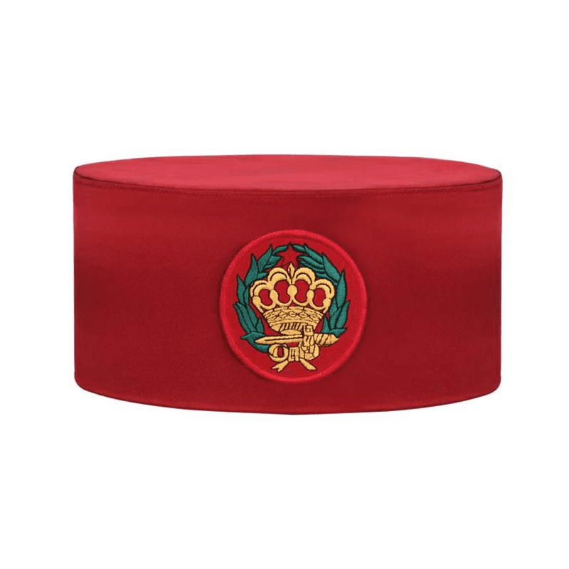 Order Of The Amaranth Crown Cap Red Silk with Intricate Embroidery