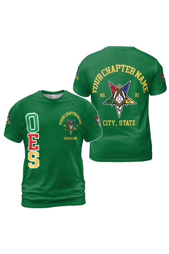 Order Of The Eastern Star OES Past Patrons Emblem Masonic Square & Compass 3D T-Shirt S-5XL