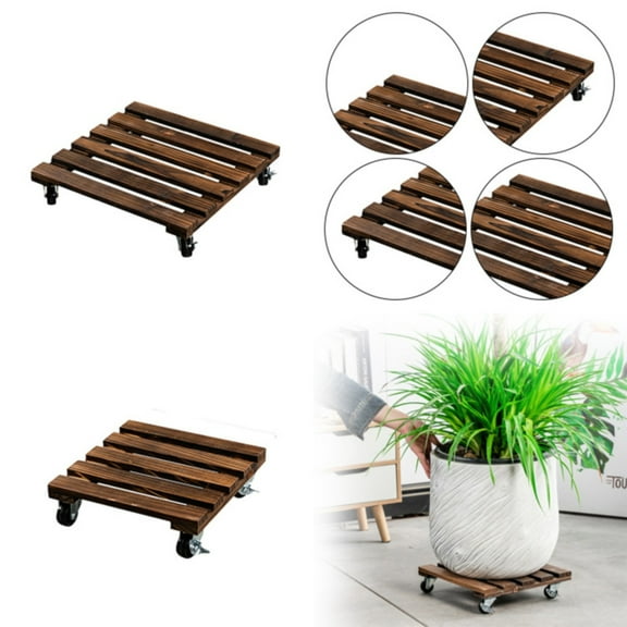 My Order! Plant Caddy with Wheels, Heavy Duty Wood Rolling Plant Stand with 360° Lockable Wheels, Indoor Outdoor Plant Rolle for Large Planters, Flower Pot, Patio Clearance Items