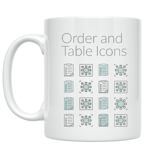 Order and Table Icons Design - Server Enthusiast - 11 oz Ceramic Coffee Mug
