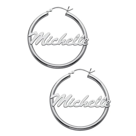 Order by Dec 5 for holiday delivery, Personalized Large Name Sterling Silver Hoop Earrings, 49mm