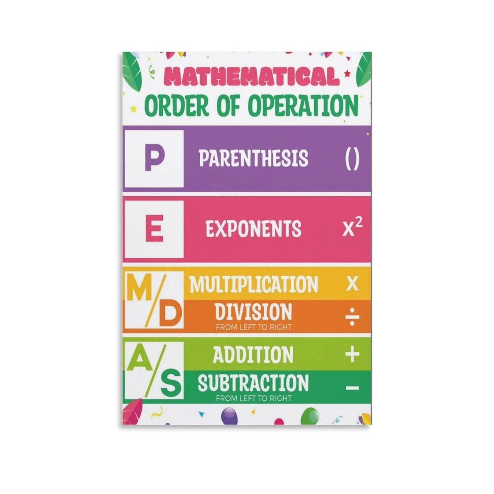 Order of Operations,PEMDAS Poster Math Educational Posters, Math Rules ...