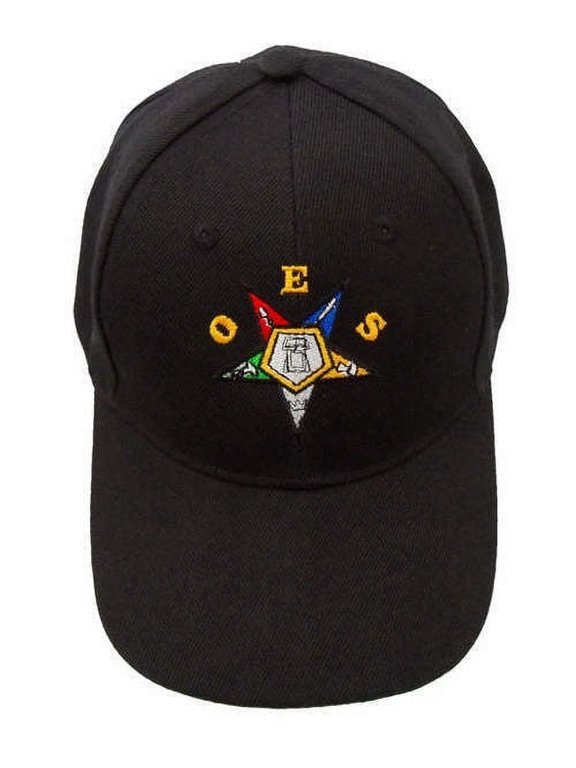 Order of the Eastern Star - Black Adjustable Baseball Cap OES Text and symbolism