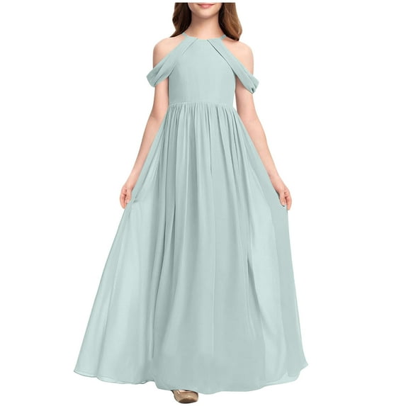 My Orders Clearance Dresses Girls Dresses Size 7-8 Clearance 2025 off Shoulder Bridesmaid Dresses Long Chiffon Flower Girl Dress formal Dress Teen Girls Wedding A-Line Chiffon Party Dresses