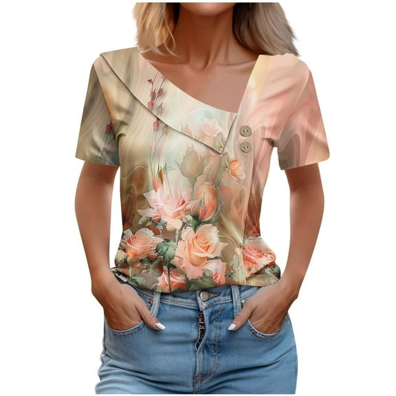 My Orders Cute Summer Tops for Women Floral Black Blouses for Women Funeral Womens Sports Tops Pastel Womens Tops Dressy Casual Sexy Plus Try Before You Buy