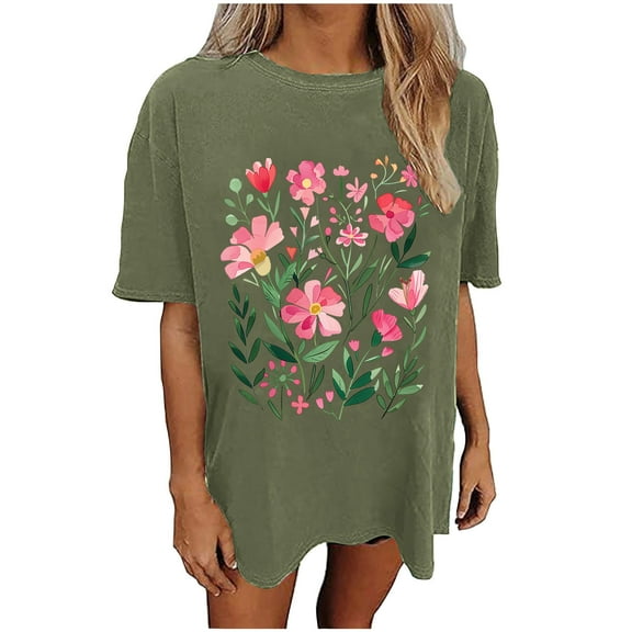 My Orders Cute Summer Tops for Women Floral Blouses for Women Fashion 2025 Casual Dressy Workout Shirts Women Pack Women Short Sleeve Tops Cotton Plus Size Golf Shirts for Women