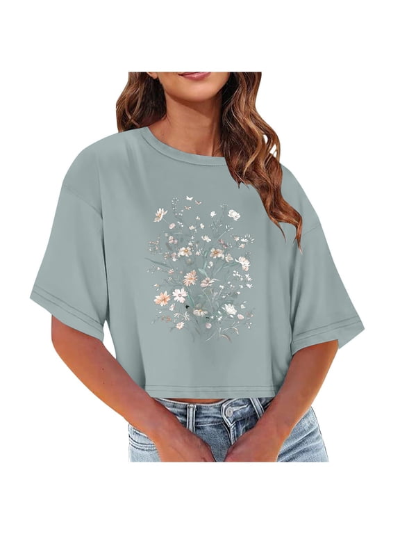 My Orders Cute Summer Tops for Women Floral Cute Shirts Trendy Going Out Plus Size Athletic Tops Women Loose Black Summer Tops for Work My Orders Past Orders