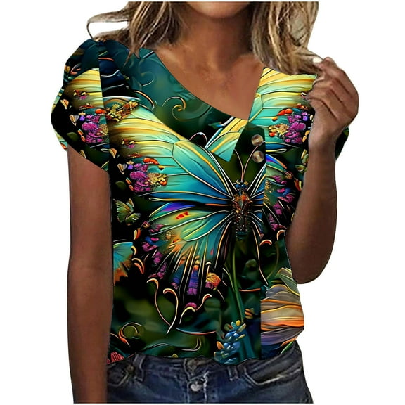 My Orders Cute Summer Tops for Women Floral Plus Size Womens Shirts Long Women Workout Tops Plus Size White Summer Tops for Women Cotton Hide Belly Tunic 2025 Summer