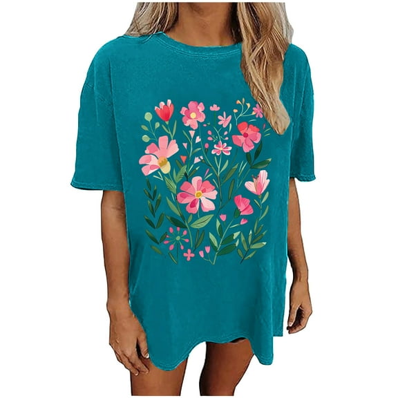 My Orders Cute Summer Tops for Women Floral Short Sleeve Shirts for Women Pack Workout Tank Tops for Women Built In Bra Summer Tops for Women 2025 Trendy Plus Beach Shirt Sunshine White