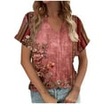 thumbnail image 1 of My Orders Cute Summer Tops for Women Floral Soft T Shirts Loose Basic Fitted Tees Plus Size Womens Summer Tops Casual Country V Neck Tee Shirts Short Sleeve Tunic Tops for Women XS, 1 of 4