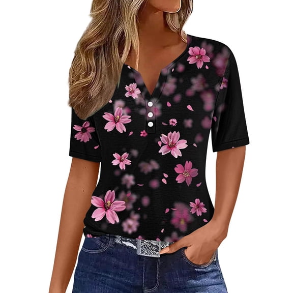 My Orders Cute Summer Tops for Women Floral Summer Blouses for Women Dressy Casual Button Down Shirts Green Women Summer Tops With Sleeves Red Shirts for Women
