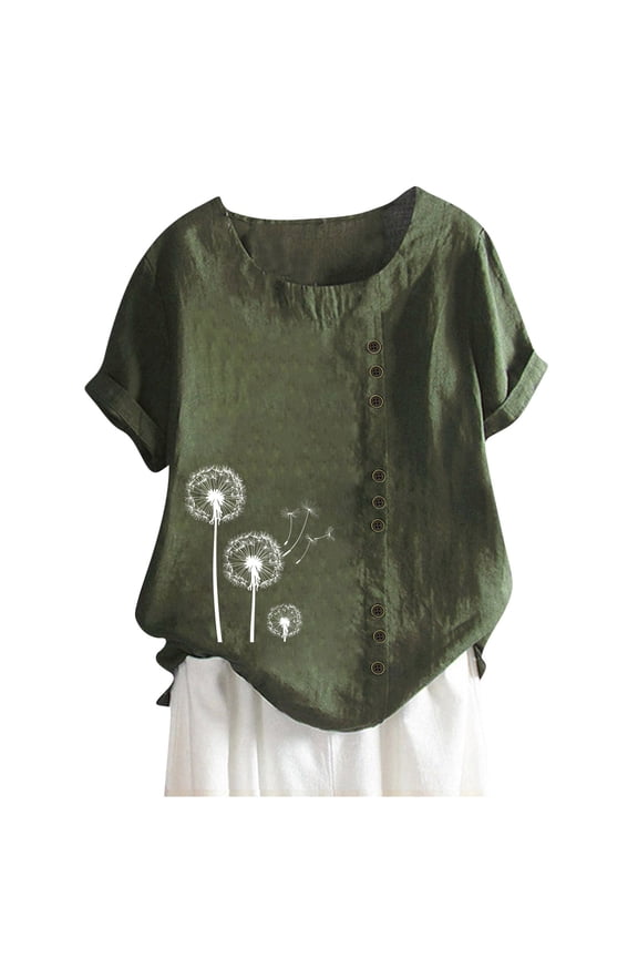 My Orders Cute Summer Tops for Women Floral Summer Blouses for Women Dressy Casual Novelty Golf Tees for Women Women Summer Tops Cotton Womens Summer Shirts with Sleeves