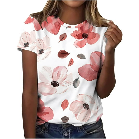 My Orders Cute Summer Tops for Women Floral Women Blouses for Work White Workout Tops for Women Loose Womens Tops Dressy Casual V Neck Flutter Sleeves Tee Shirts Womens Graphic