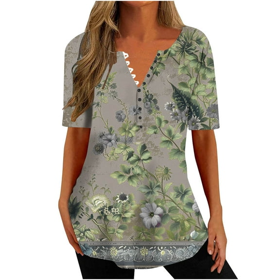 My Orders Cute Summer Tops for Women Floral Womens T Shirts Casual Multi Pack Womens Workout Tops Long Length Casual Tops for Women Trendy Summer Short Sleeve Tunic Tops for Women 2025