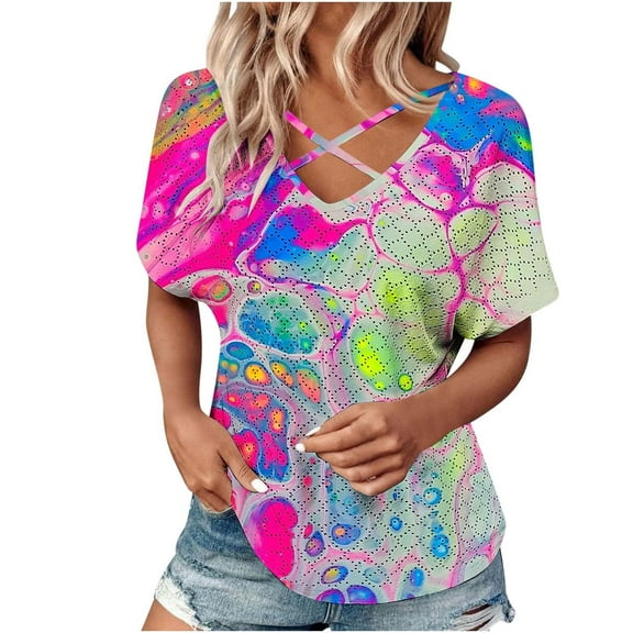 My Orders Cute Summer Tops for Women Floral Womens T Shirts Graphic Animals Womens Sports Tops Plus Size Sexy Summer Tops for Women Over 50 Generic Womens Tops Hide Belly