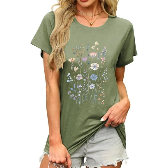 My Orders Cute Summer Tops for Women, White Elegant Blouses for Women Summer Tees for Women 2025 Womens Tops Dressy Casual Short Sleeve Round Neck Generic Brand Tops for Women