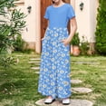 thumbnail image 1 of Gamivast Casual Maxi Skirts for Girls 2025 High Waist Boho Skirts Floral Printed Long Flowy Skirt with Pockets Holiday A Line Skirt Blue 4T Vestidos De Verano Para Niña, 1 of 8