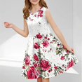thumbnail image 1 of Gamivast Girls Flowy Summer Tank Dresses Floral Printed Crewneck Sleeveless A-Line Dresses Tiered Casual Sundress for Kids White Vestidos De Verano Para Niña, 1 of 7