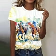 thumbnail image 1 of My Orders Gamivast Womens Horse Racing Tops Cap Sleeve Summer Retro Blouse Crew Neck Tee Shirt Stylish Workout Tshirts for Ladies L Camisas Para Mujer, 1 of 4
