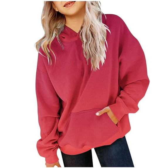 Girls Hoodies Pullover Gradient Cute Hoodie Hooded Long Sleeve Sweatshirts Oversized Y2K Clothes Trendy Casual Loose Fit Hoodies Birthday Gifts Girl Clothes Size 2-13