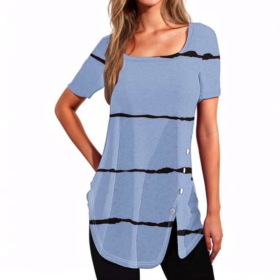 My Orders Lightweight Tops & Blouses Blouses & Button-Down Shirts Short Sleeve Short Sleeve Button Up Shirts for Women Pattern Womens Summer Tops Boho Short Sleeve Tunic Tops for Women 2025