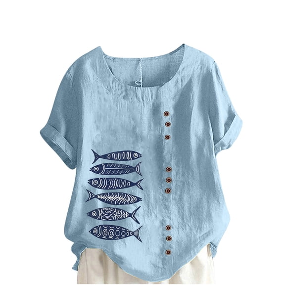 Lightweight Tops & Blouses Women Blouses and Tops Fashion Under 10 Summer Clothes for Women Over 50 2025 Vacation Cute Summer Crop Tops for Women Beach Shirt Sunshine White