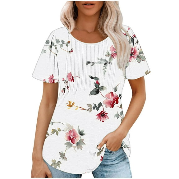 My Orders Lightweight Tops & Blouses Womens Blouses Casual Plus Size Summer Clothes for Women 2025 Vacation Cruise Womens Tops Dressy Casual Short Sleeve Scoop Neck Drop Shoulder Longline