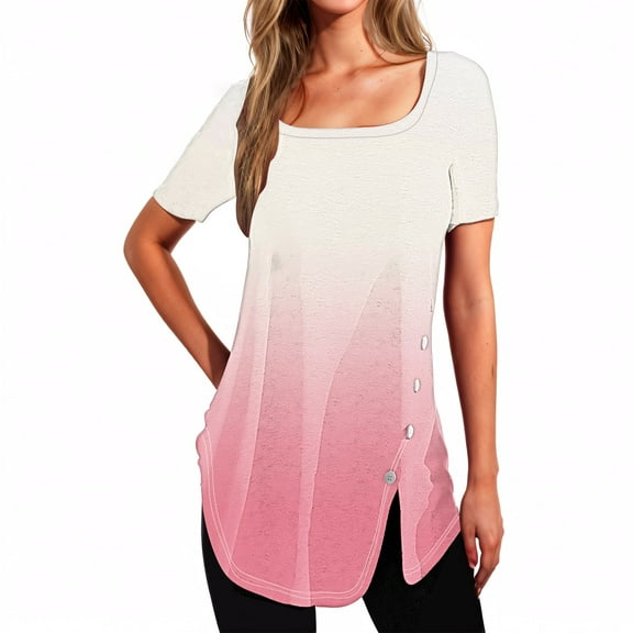 My Orders Lightweight Tops & Blouses Womens Blouses And Tops Women Workout Tops Long Womens Tops Dressy Casual Short Sleeve Cotton Summer Button Boho Top