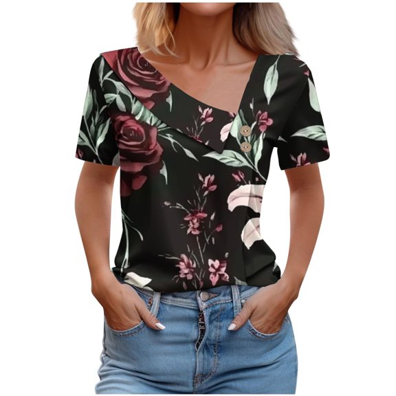 My Orders Lightweight Tops & Blouses Womens T Shirts Graphic Tees Trendy Summer Shirts for Teens Modest Womens Tops Dressy Casual V Neck Short Sleeve Shirts for Women
