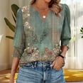 thumbnail image 1 of Orders Placed By Me 3/4 Sleeve Shirts for Women Plus Size On Floral V Neck T Shirt Summer Fashion Tunic Ladies Tops Dressy Casual Loose Fit Blouses Cancel Membership My Purchase History, 1 of 8